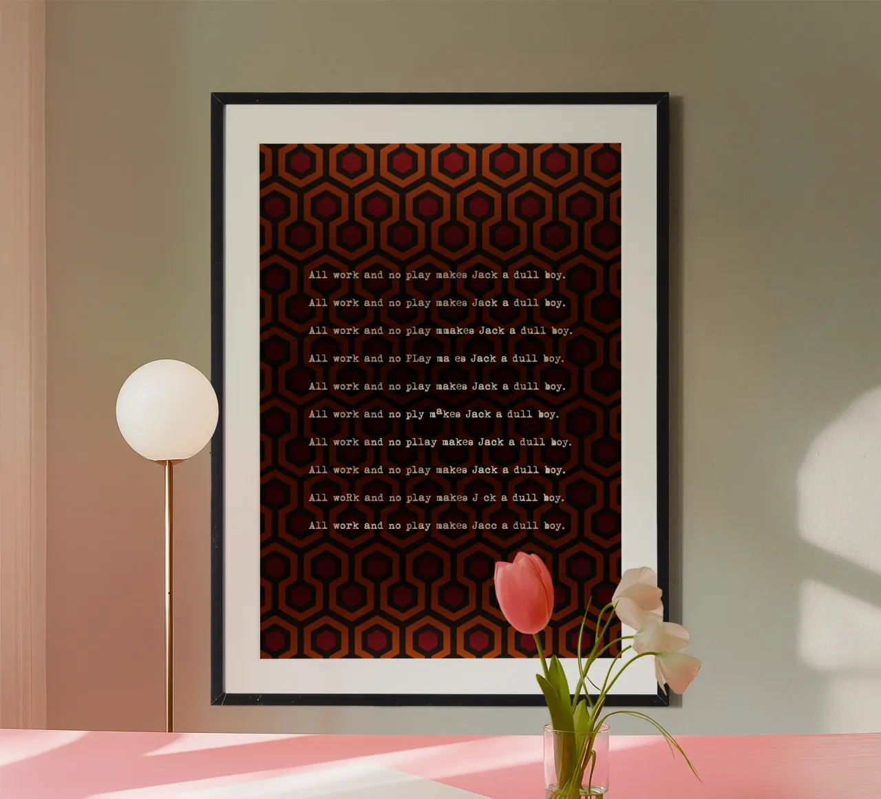 The Shining Writing poster con telaio in plastica da nabakumov