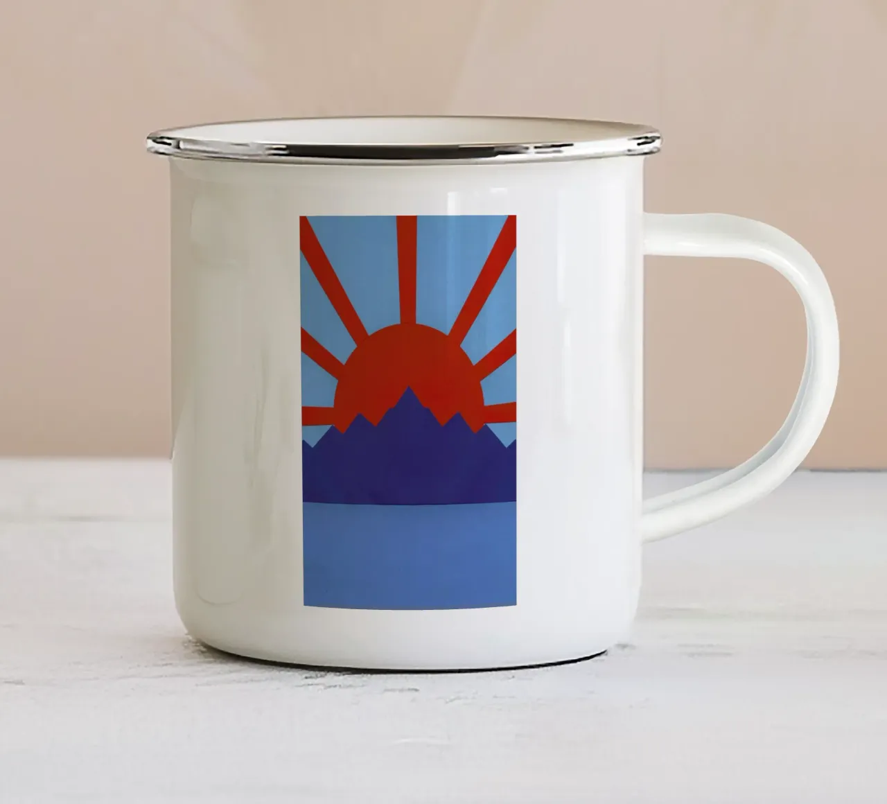 Ocean Moutains Rising Sun tazza in smalto da Rosi Feist