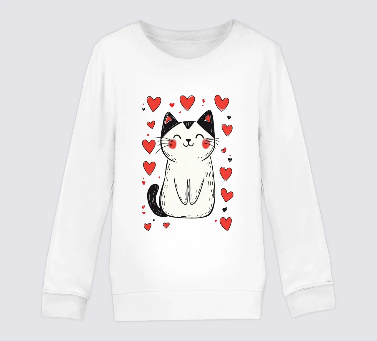 Simpatico gatto a cuore per bambini | Motivo personalizzabile felpa bambino da Autofocus