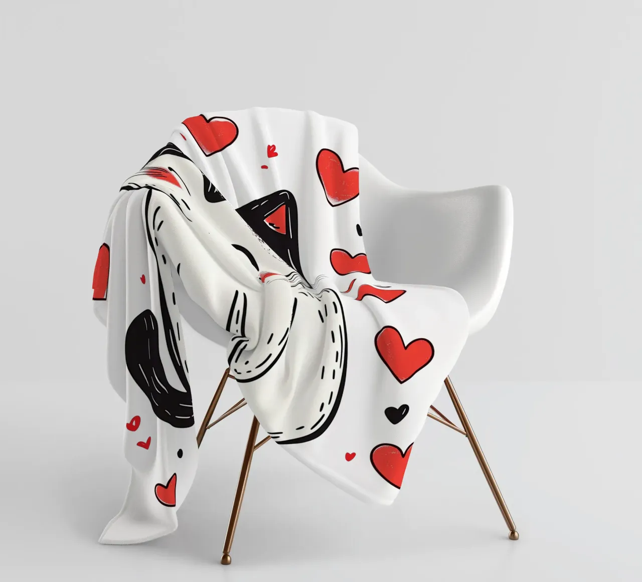 Simpatico gatto a cuore per bambini | Motivo personalizzabile coperta in pile da Autofocus