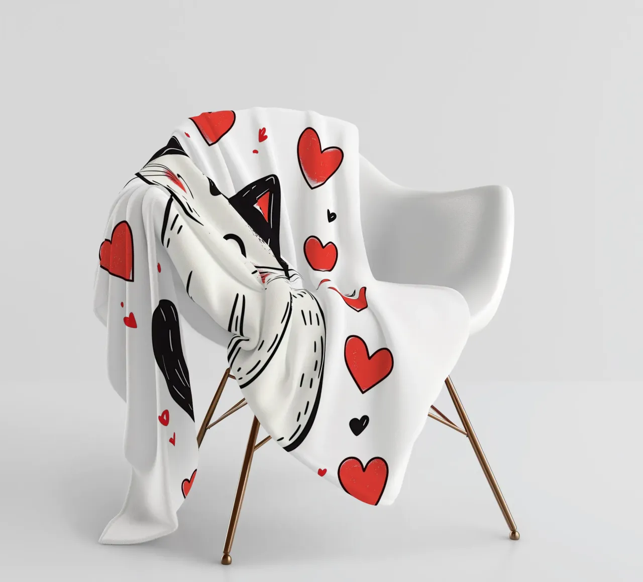 Simpatico gatto a cuore per bambini | Motivo personalizzabile coperta in pile da Autofocus