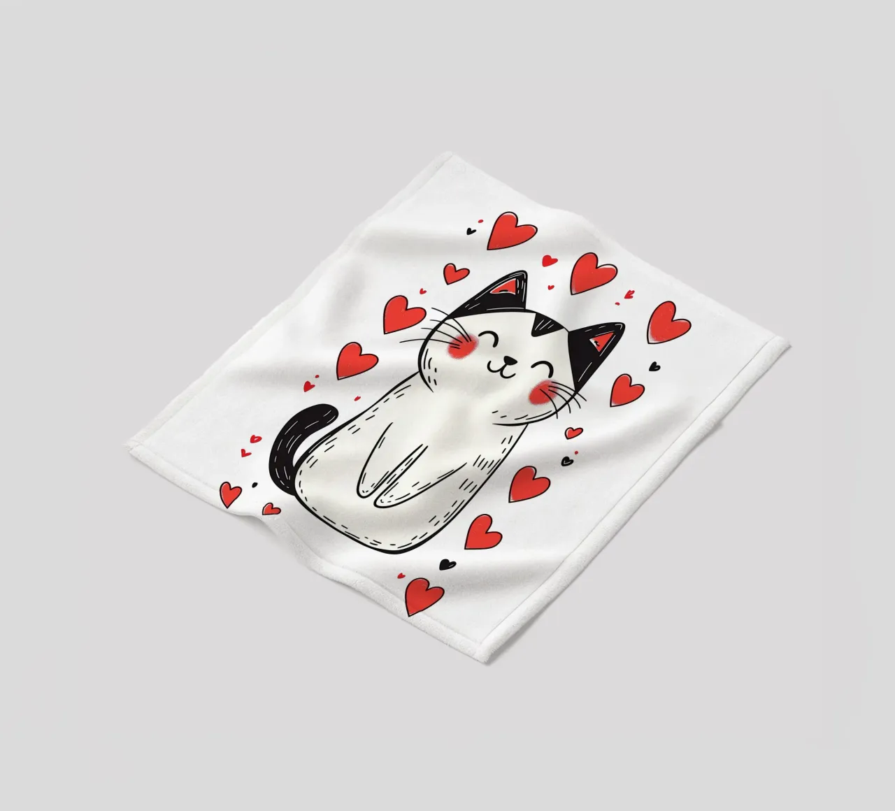 Simpatico gatto a cuore per bambini | Motivo personalizzabile coperta in pile da Autofocus