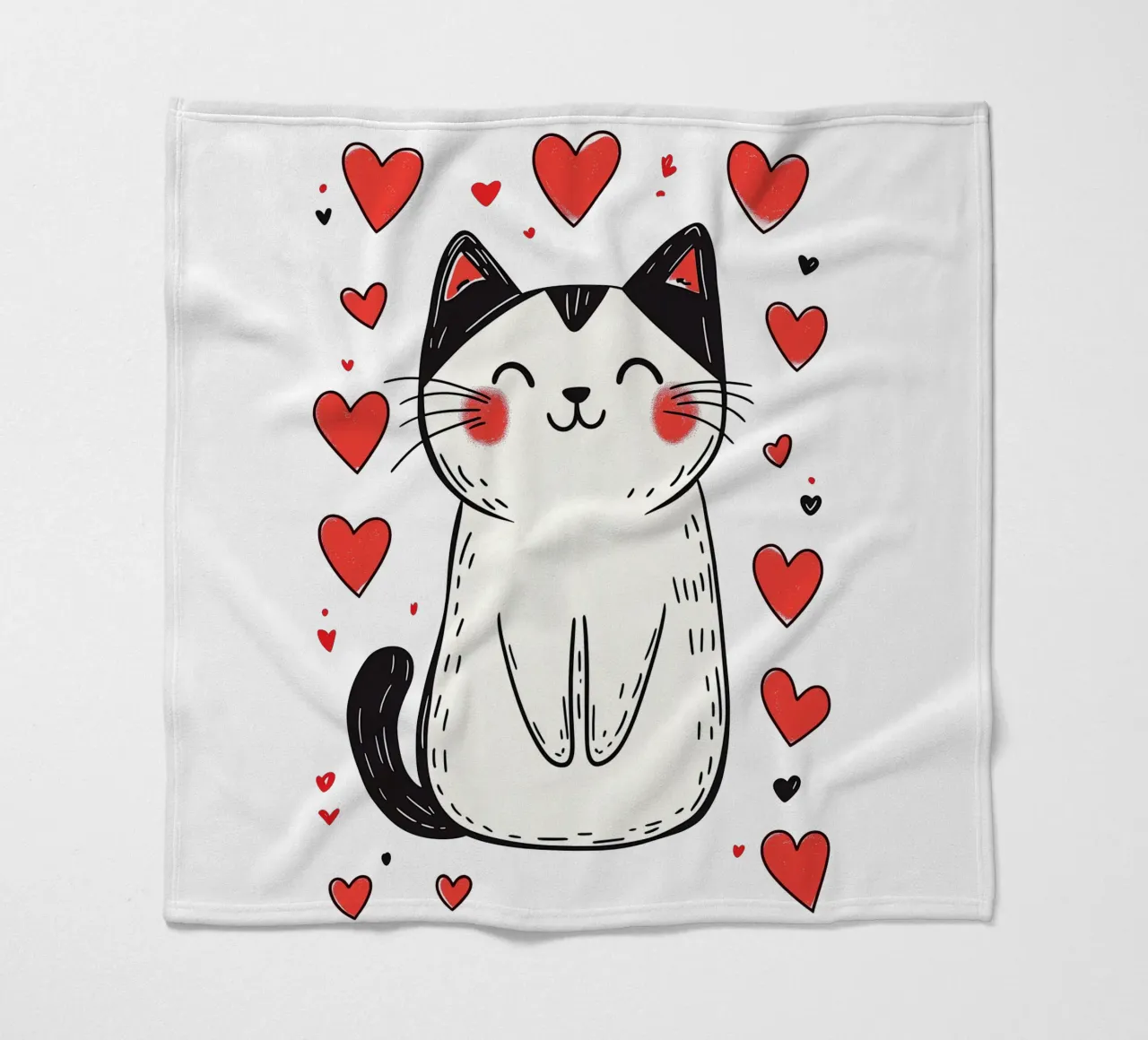 Simpatico gatto a cuore per bambini | Motivo personalizzabile coperta in pile da Autofocus
