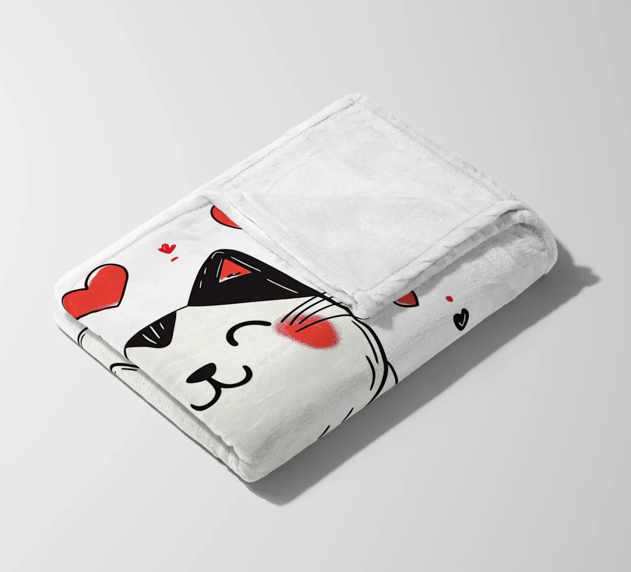 Simpatico gatto a cuore per bambini | Motivo personalizzabile coperta in pile da Autofocus