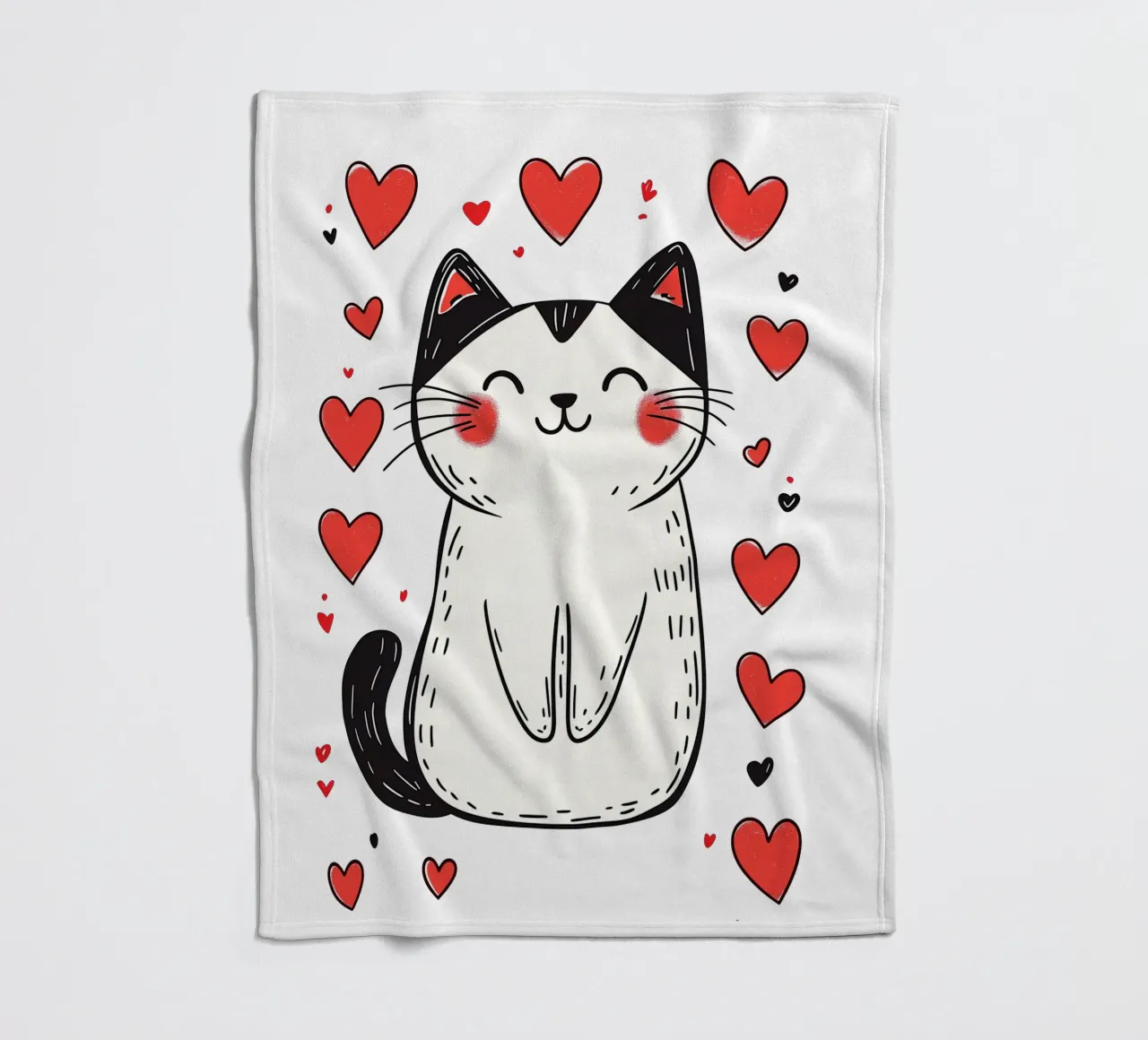Simpatico gatto a cuore per bambini | Motivo personalizzabile coperta in pile da Autofocus