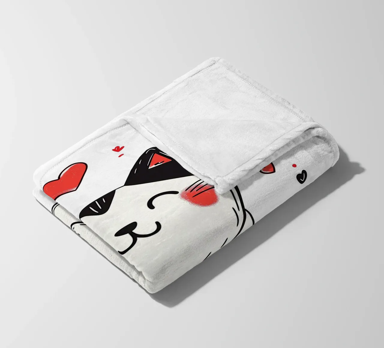Simpatico gatto a cuore per bambini | Motivo personalizzabile coperta in pile da Autofocus