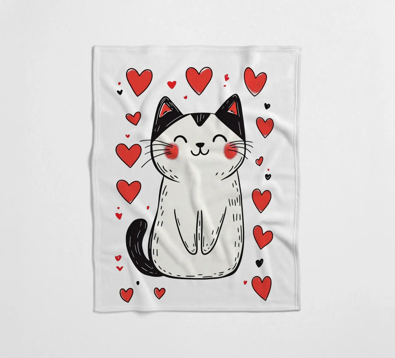 Simpatico gatto a cuore per bambini | Motivo personalizzabile coperta in pile da Autofocus