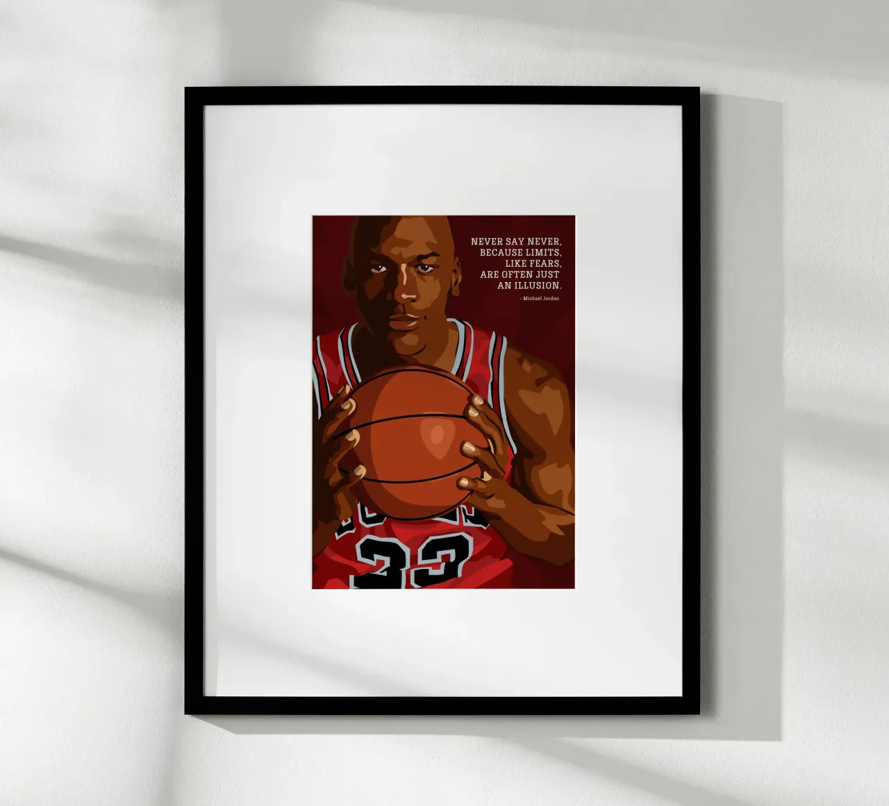 Michael Jordan Quote poster con telaio in legno da nabakumov