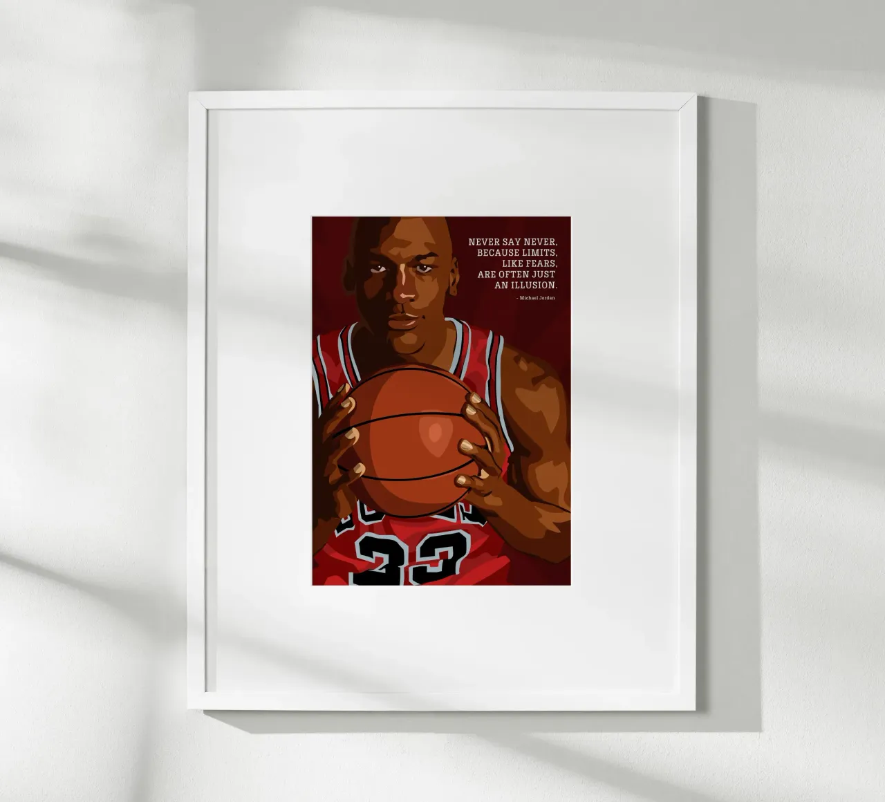 Michael Jordan Quote poster con telaio in legno da nabakumov