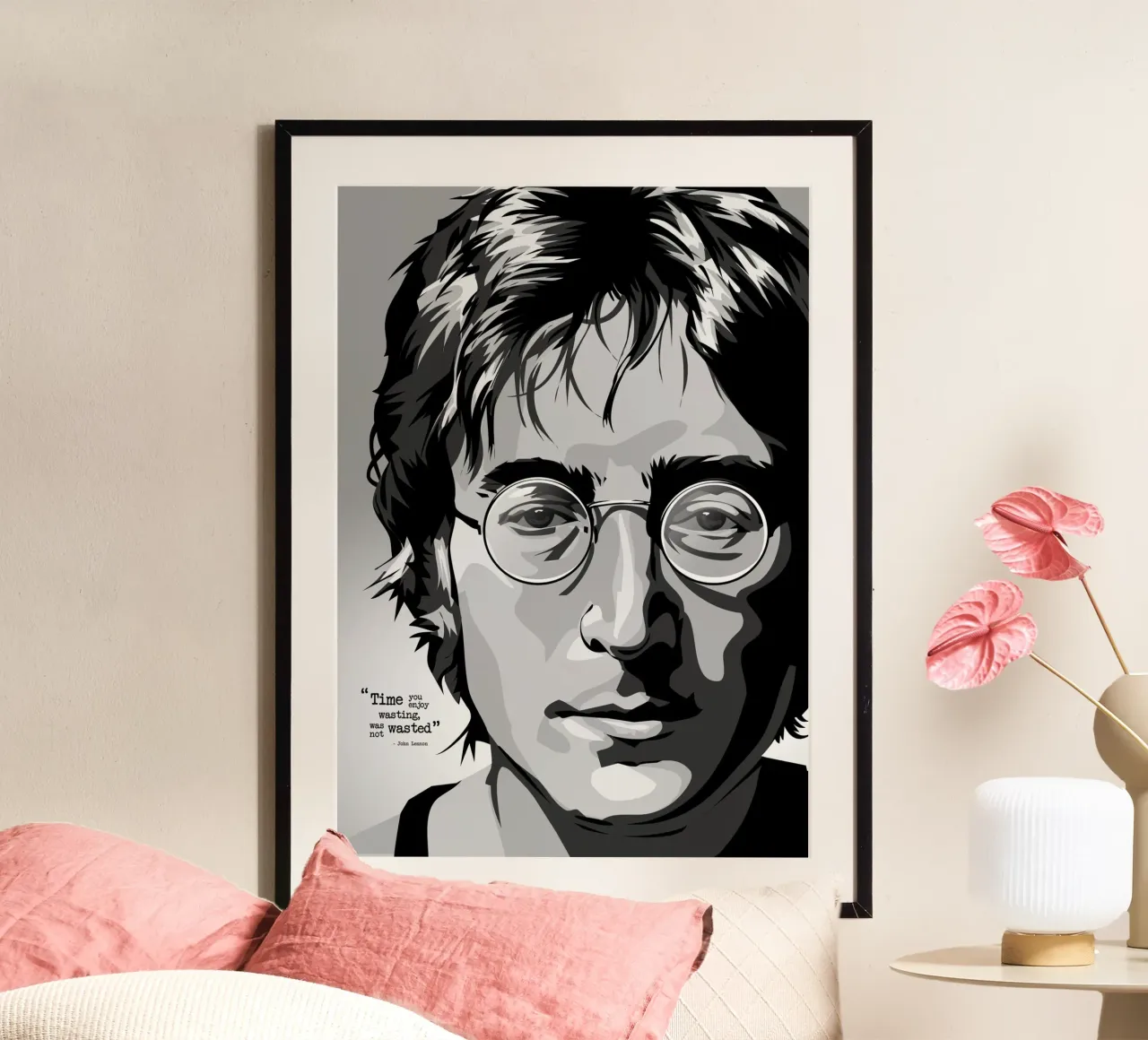 John Lennon Quote poster con telaio in legno da nabakumov