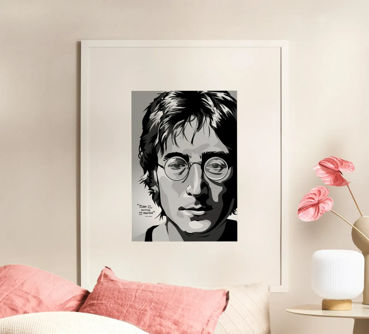 John Lennon Quote poster con telaio in legno da nabakumov
