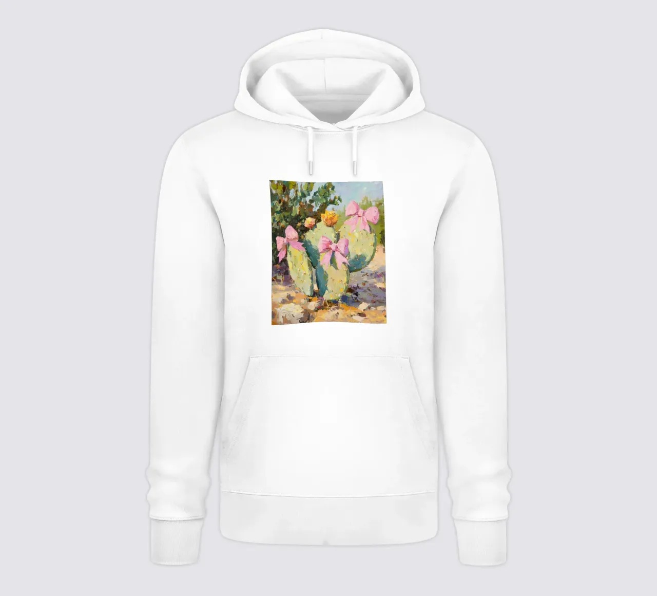 Cactus rosa con fiocco Botanical Boho Desert Tropical Succulent Art felpa con cappuccio da Gentle Echoes Art