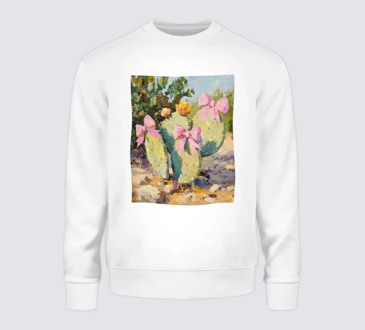 Cactus rosa con fiocco Botanical Boho Desert Tropical Succulent Art felpa da Gentle Echoes Art