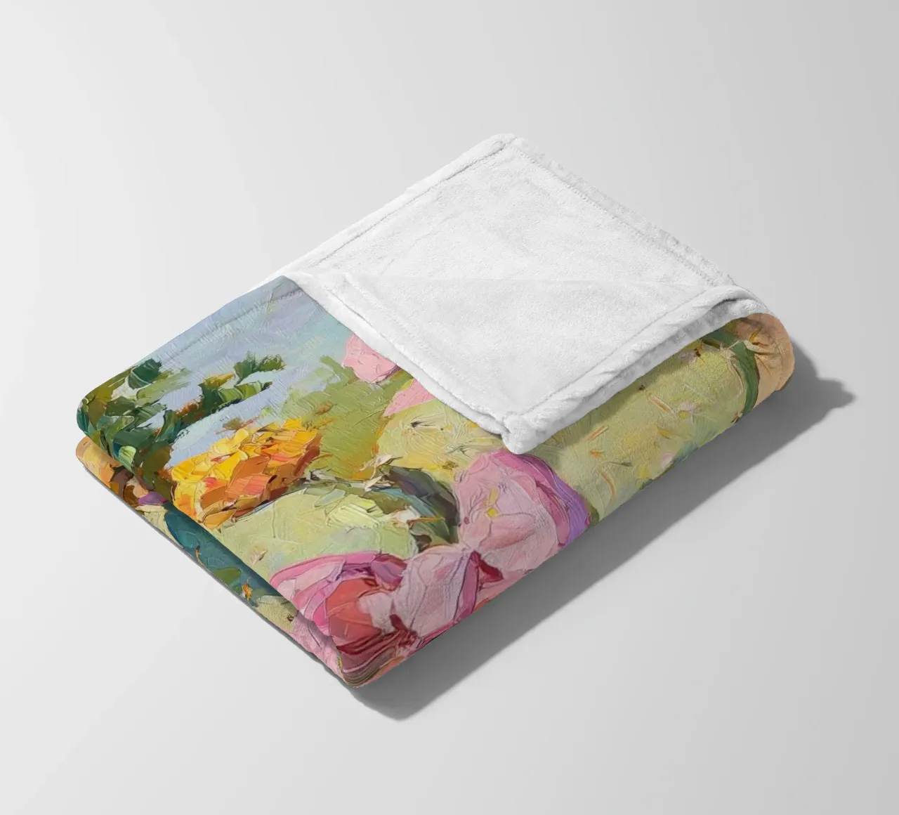 Cactus rosa con fiocco Botanical Boho Desert Tropical Succulent Art coperta in pile da Gentle Echoes Art