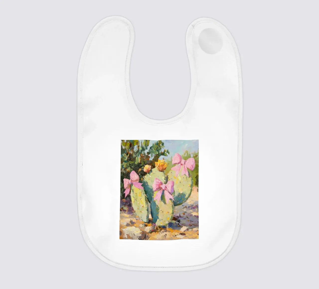 Cactus rosa con fiocco Botanical Boho Desert Tropical Succulent Art bavaglino da Gentle Echoes Art