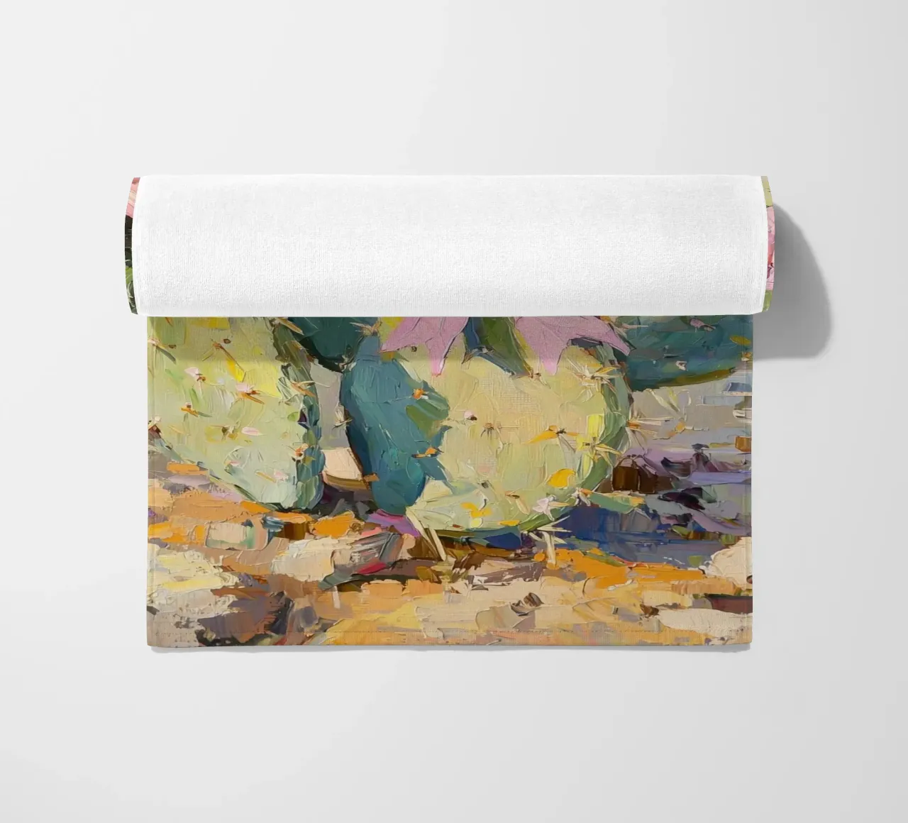 Cactus rosa con fiocco Botanical Boho Desert Tropical Succulent Art telo mare da Gentle Echoes Art