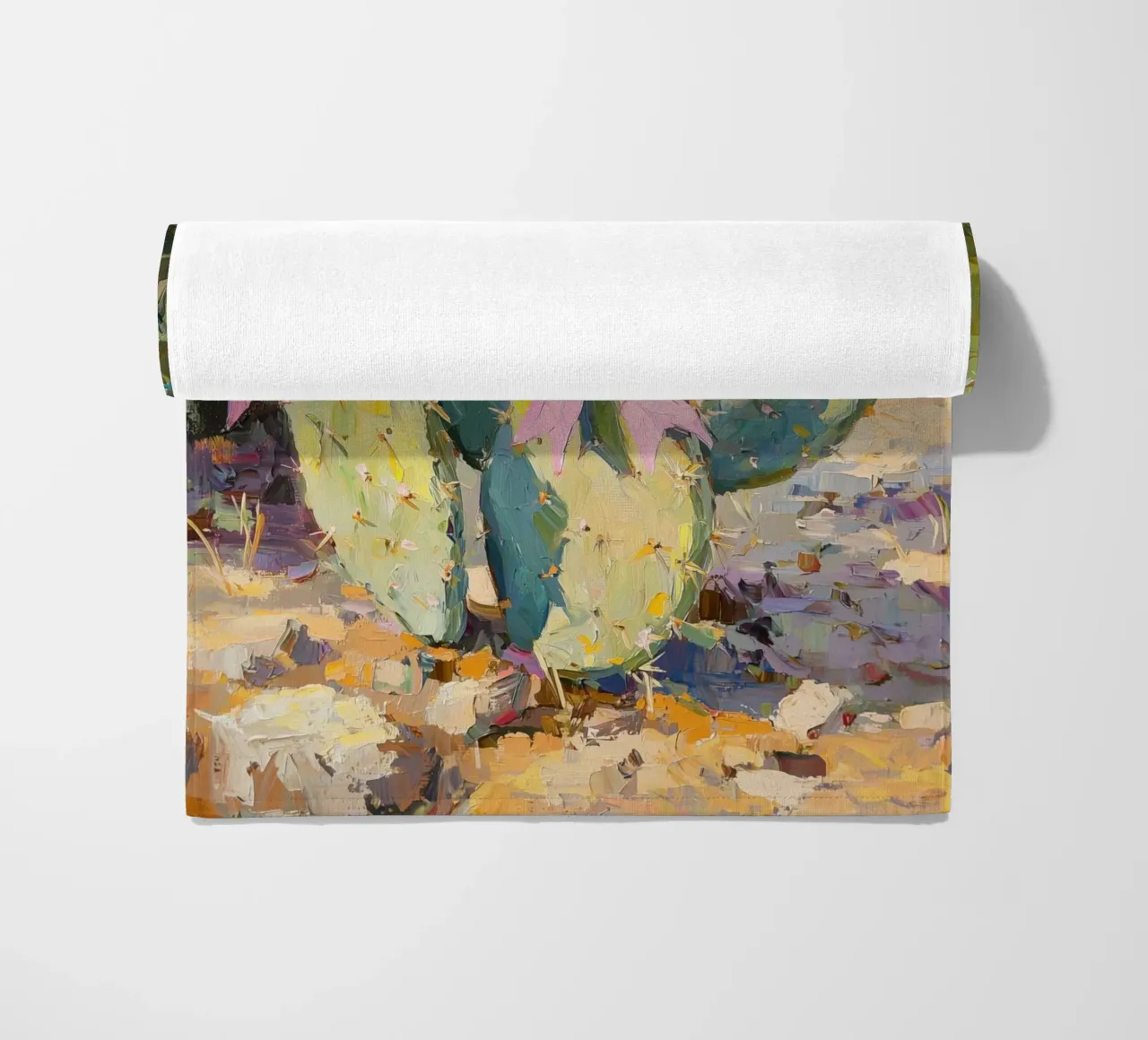 Cactus rosa con fiocco Botanical Boho Desert Tropical Succulent Art telo mare da Gentle Echoes Art