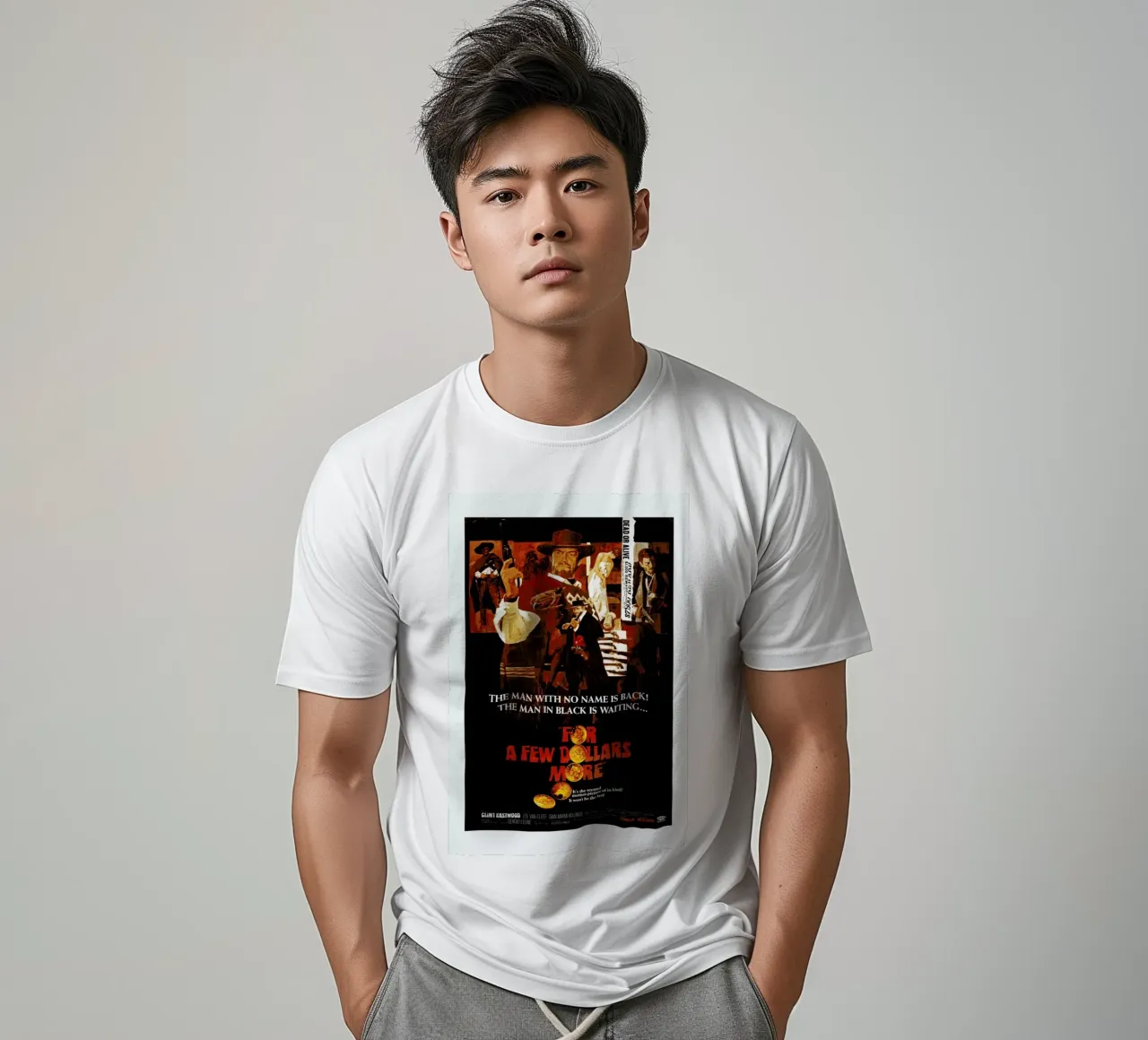 ‘For a Few More Dollars’ Retro Movie Poster t-shirt da Gallery Print and Art Limited