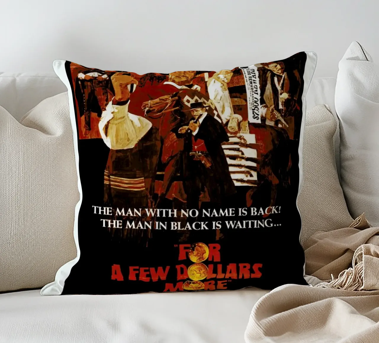 ‘For a Few More Dollars’ Retro Movie Poster cuscino da Gallery Print and Art Limited