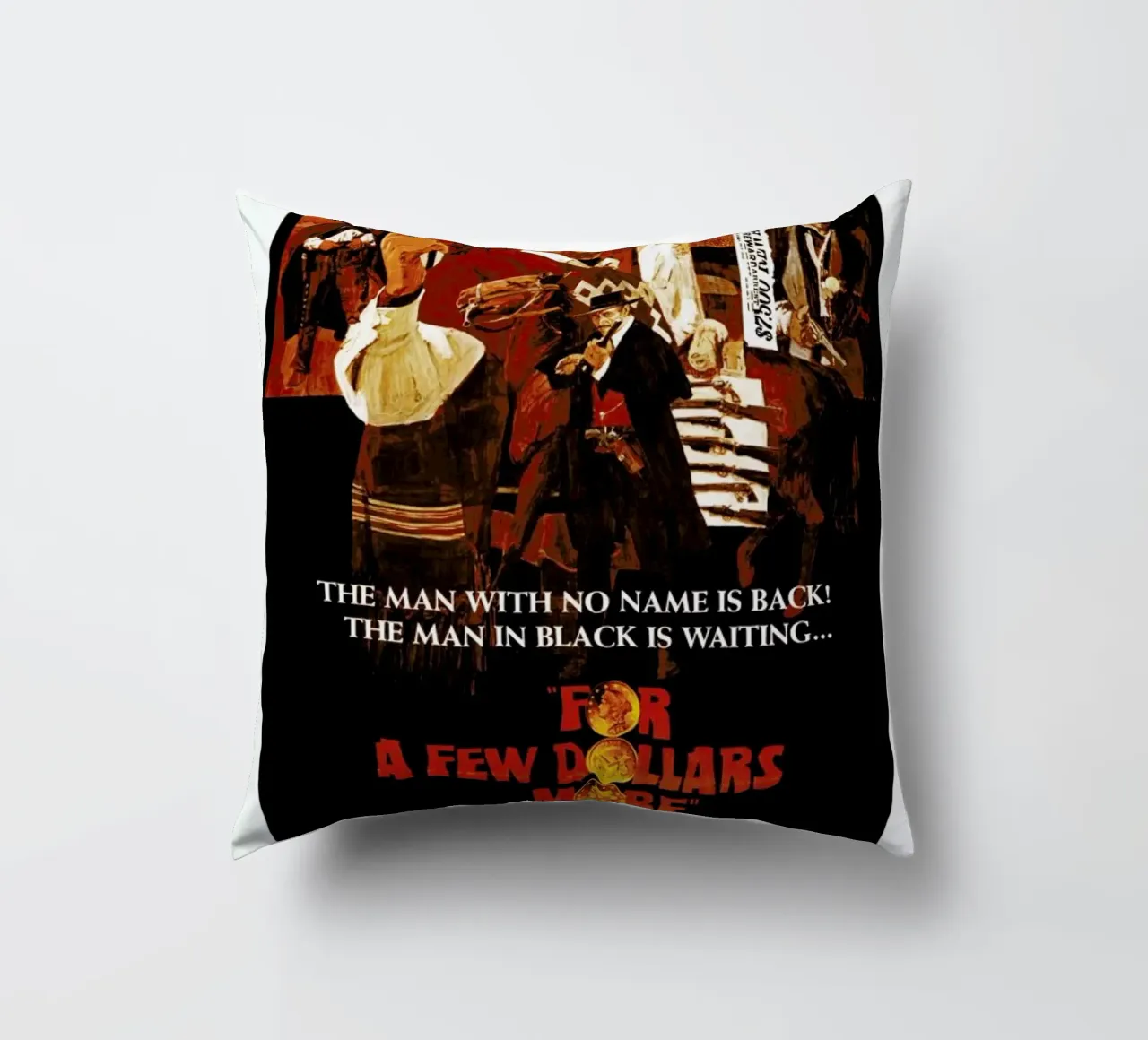 ‘For a Few More Dollars’ Retro Movie Poster cuscino da Gallery Print and Art Limited
