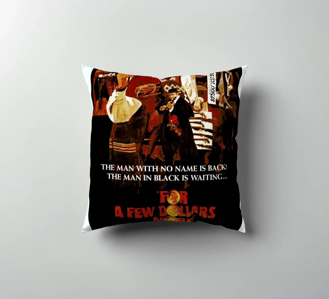 ‘For a Few More Dollars’ Retro Movie Poster cuscino da Gallery Print and Art Limited