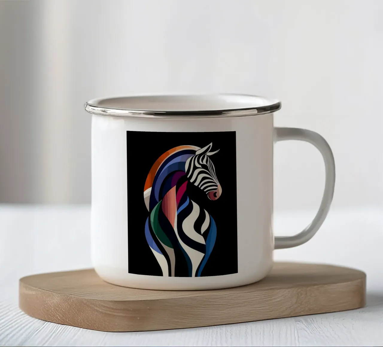 Arte astratta della zebra tazza in smalto da Karraker