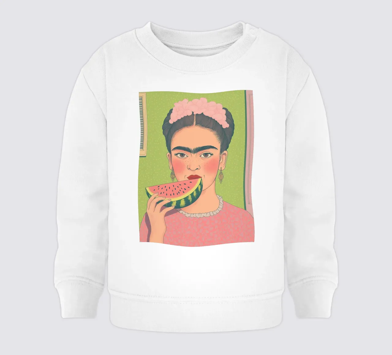 Frida Kahlo Pop Art mit Wassermelone | Auch Duschvorhang! Baby Sweatshirt von Kaji