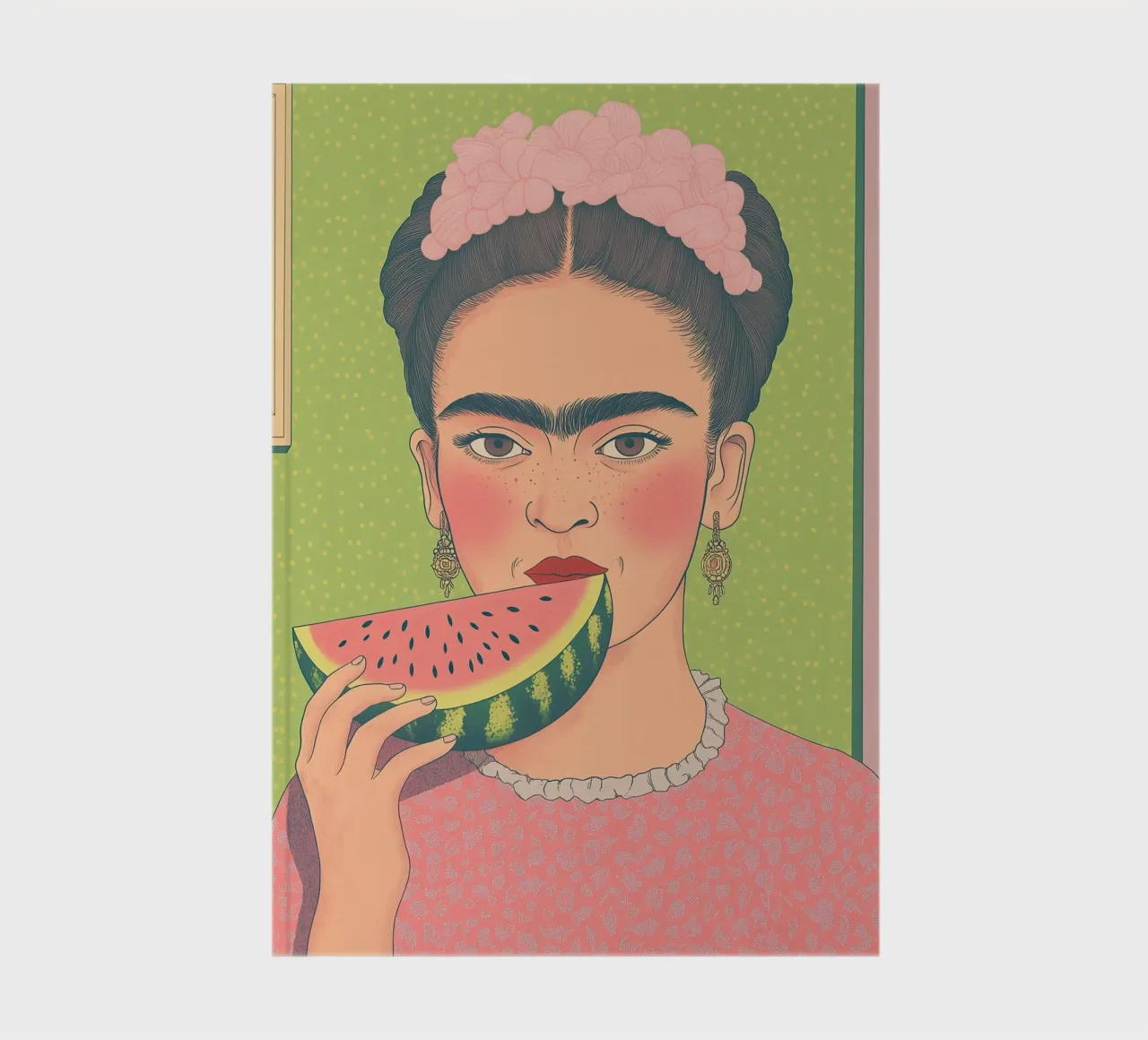Frida Kahlo Pop Art with Watermelon | Also Shower Curtain! notebook by Kaji