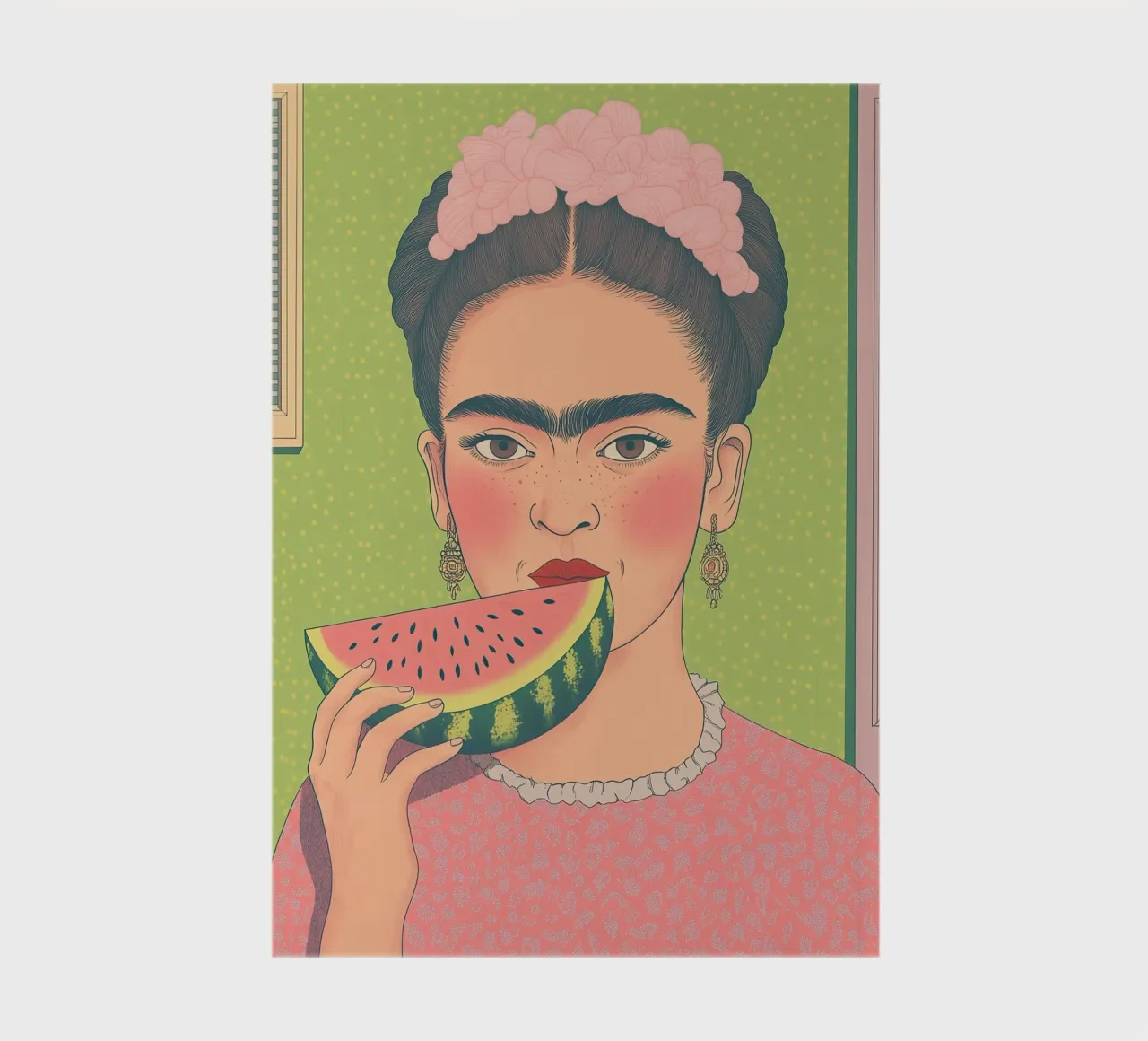 Frida Kahlo Pop Art with Watermelon | Also Shower Curtain! notebook by Kaji