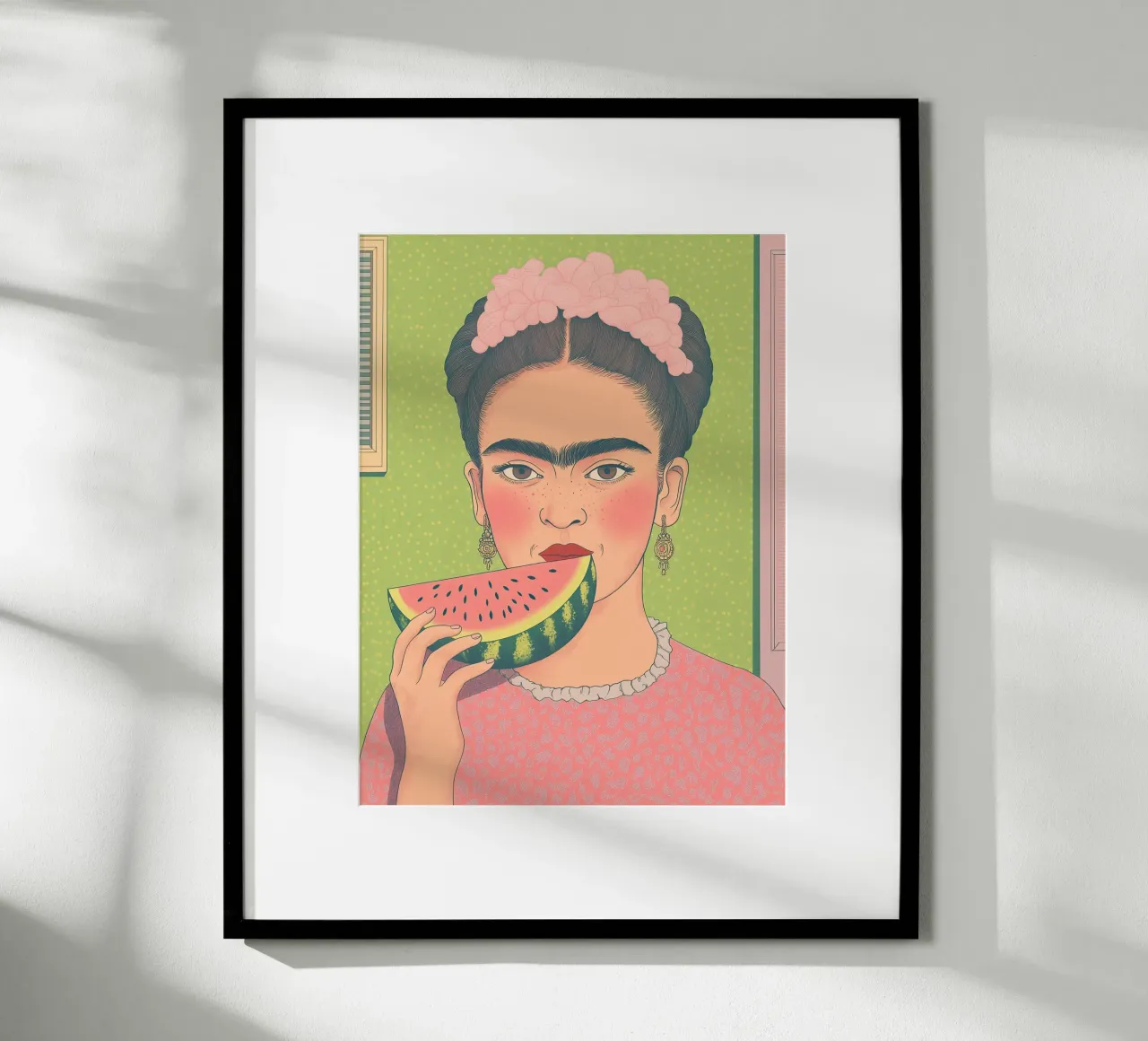 Frida Kahlo Pop Art con anguria e tenda da doccia! poster da Kaji