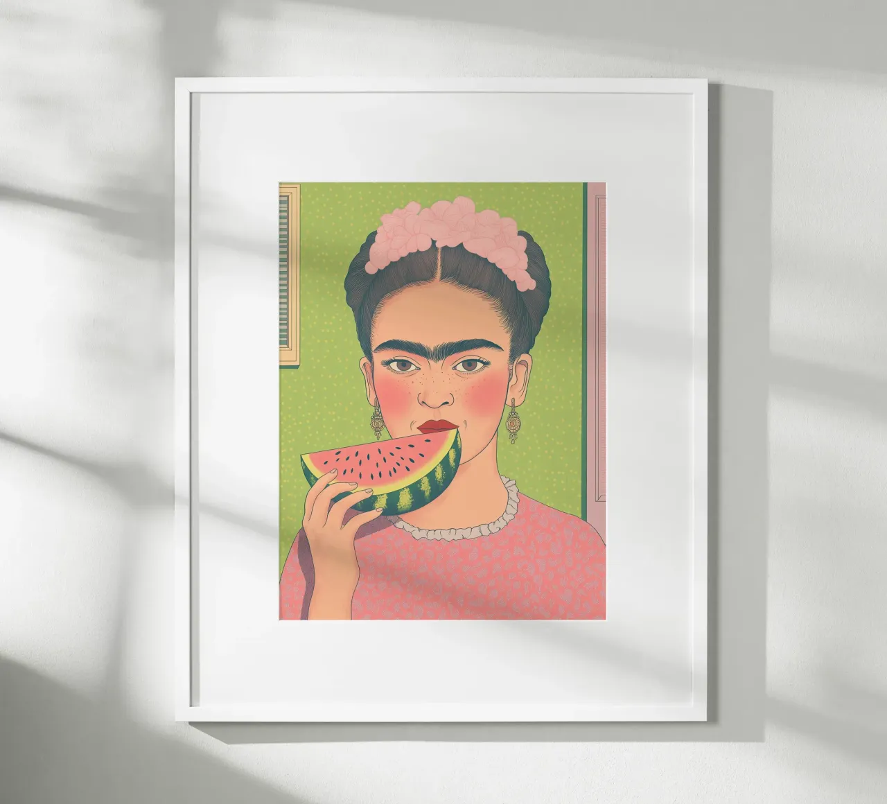 Frida Kahlo Pop Art con anguria e tenda da doccia! poster da Kaji