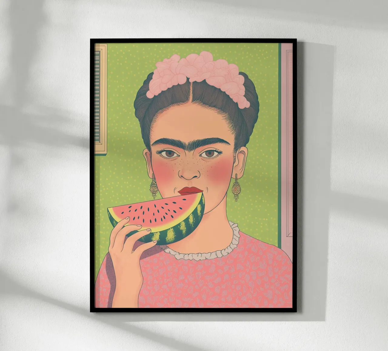 Frida Kahlo Pop Art con anguria e tenda da doccia! poster da Kaji