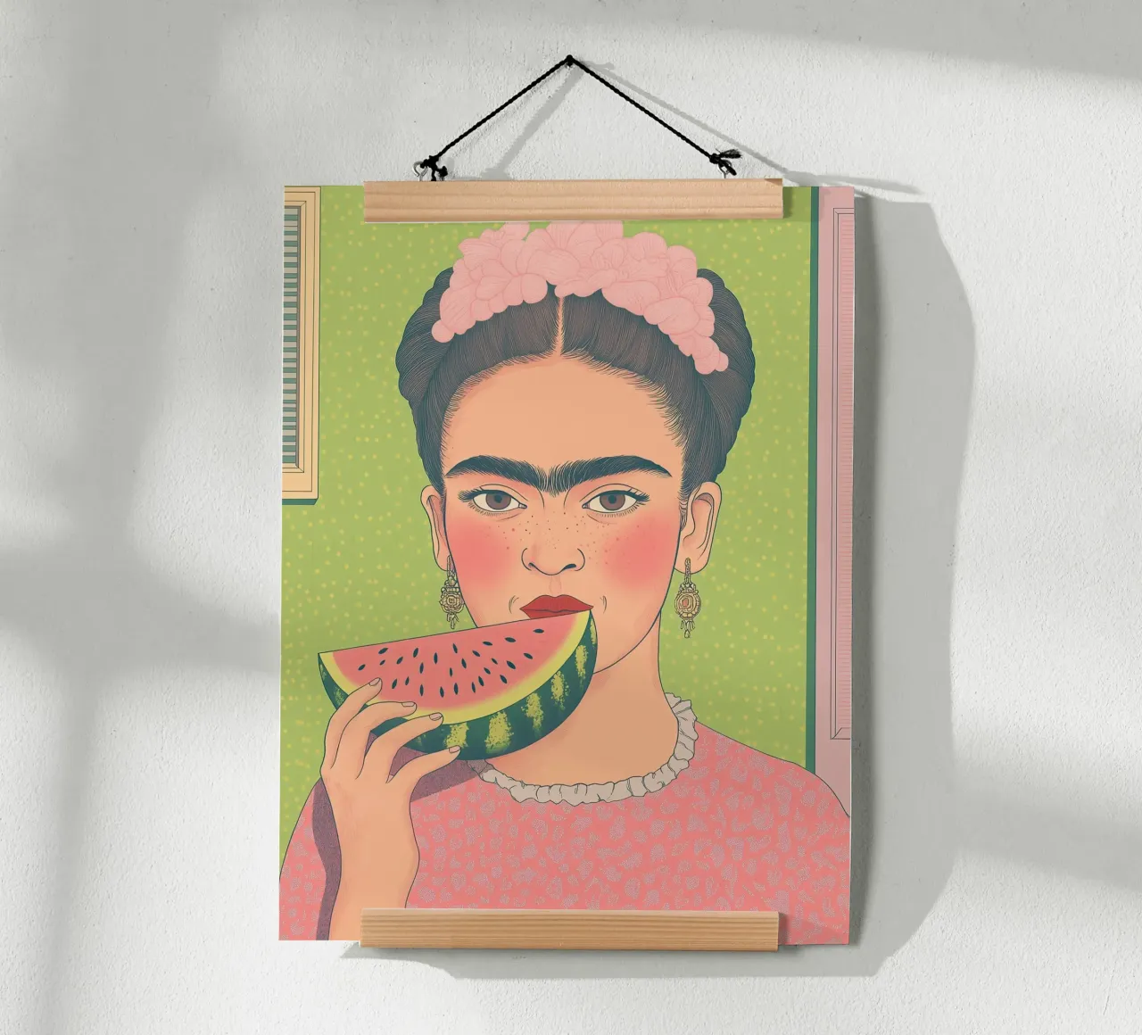 Frida Kahlo Pop Art con anguria e tenda da doccia! poster da Kaji