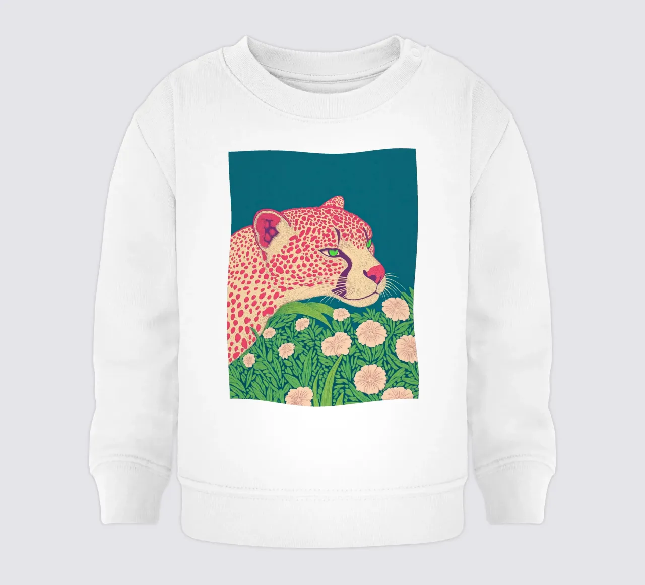 Elegante fiore di primavera Leopardo rosa in una giungla di ciliegi in fiore felpa neonato da Kaji