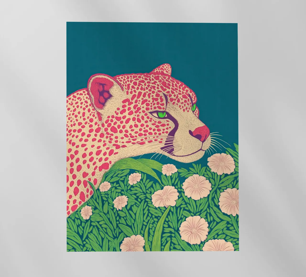 Elegante fiore di primavera Leopardo rosa in una giungla di ciliegi in fiore pellicola backlit da Kaji