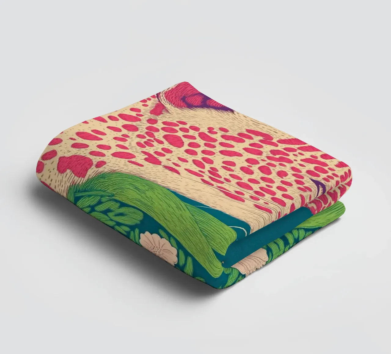 Stylish Spring Bloom Pink Leopard in a Cherry Blossom Jungle towel by Kaji