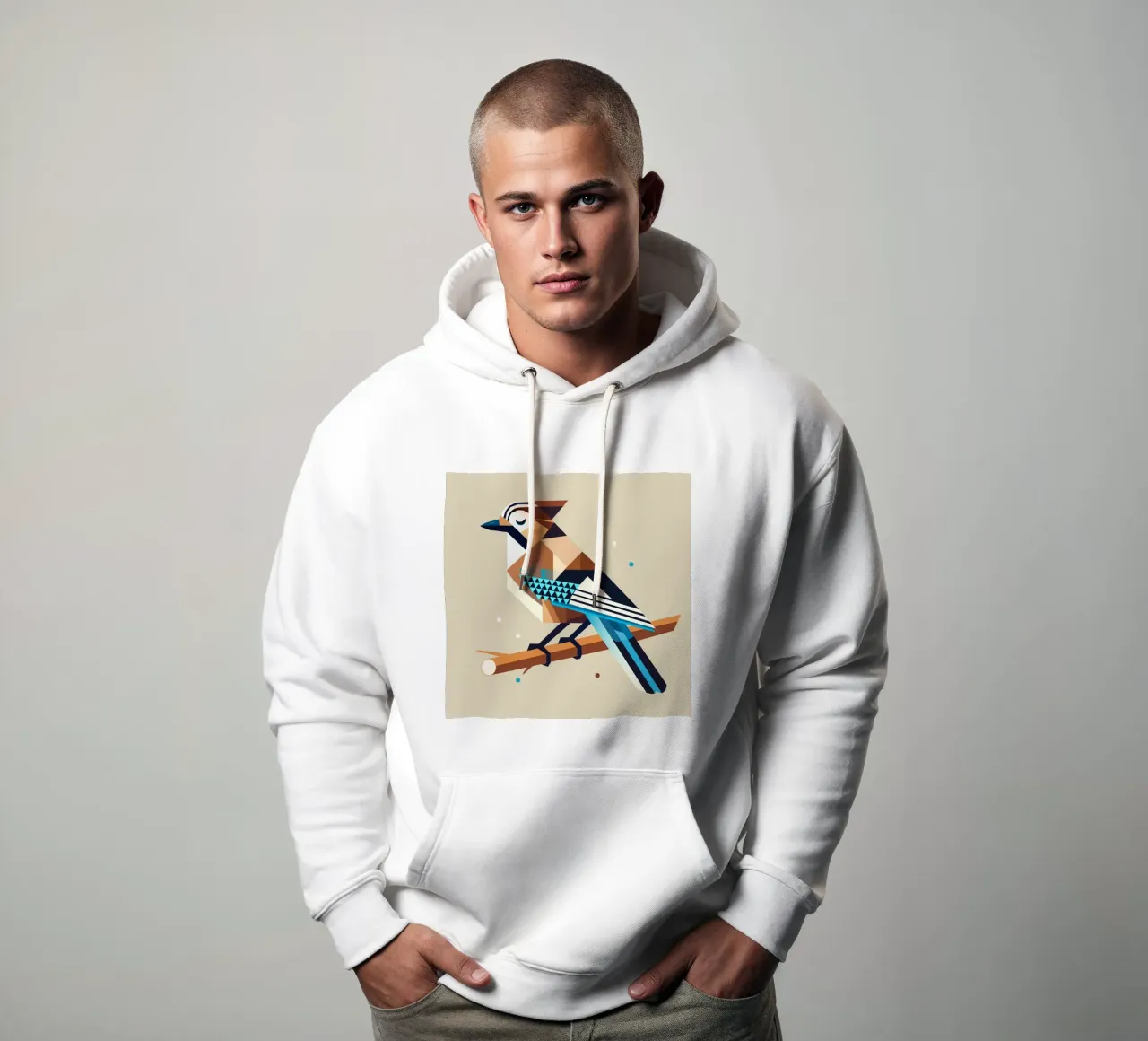 Eichelhäher auf Ast – stylisiertes Frühlingsmotiv Hoodie von namosh