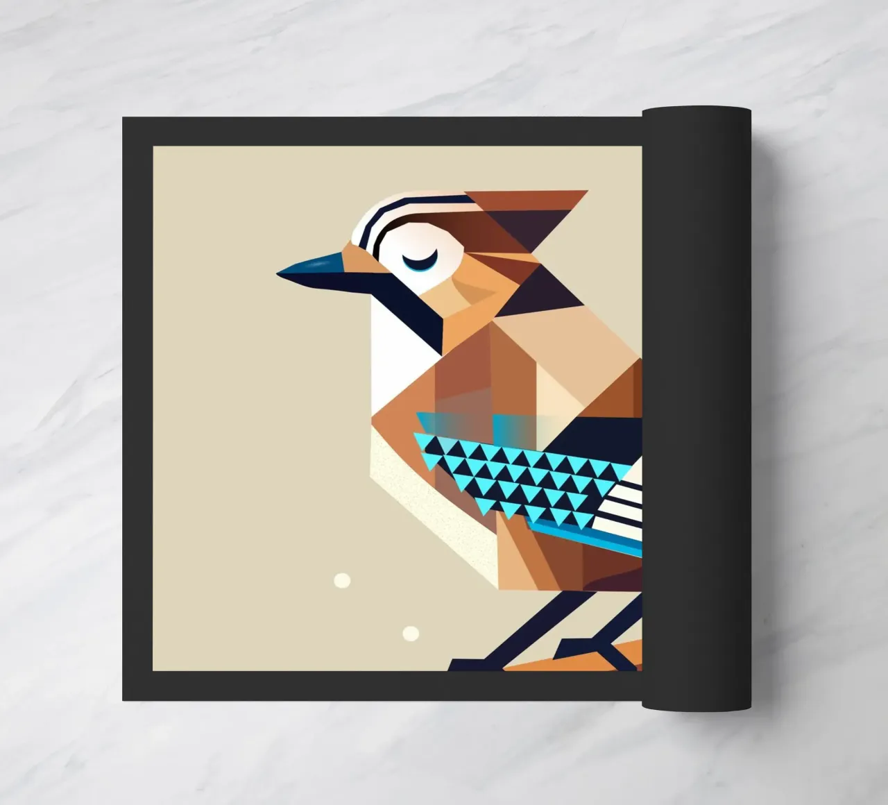 Jay on a branch - stylised spring motif doormat by namosh