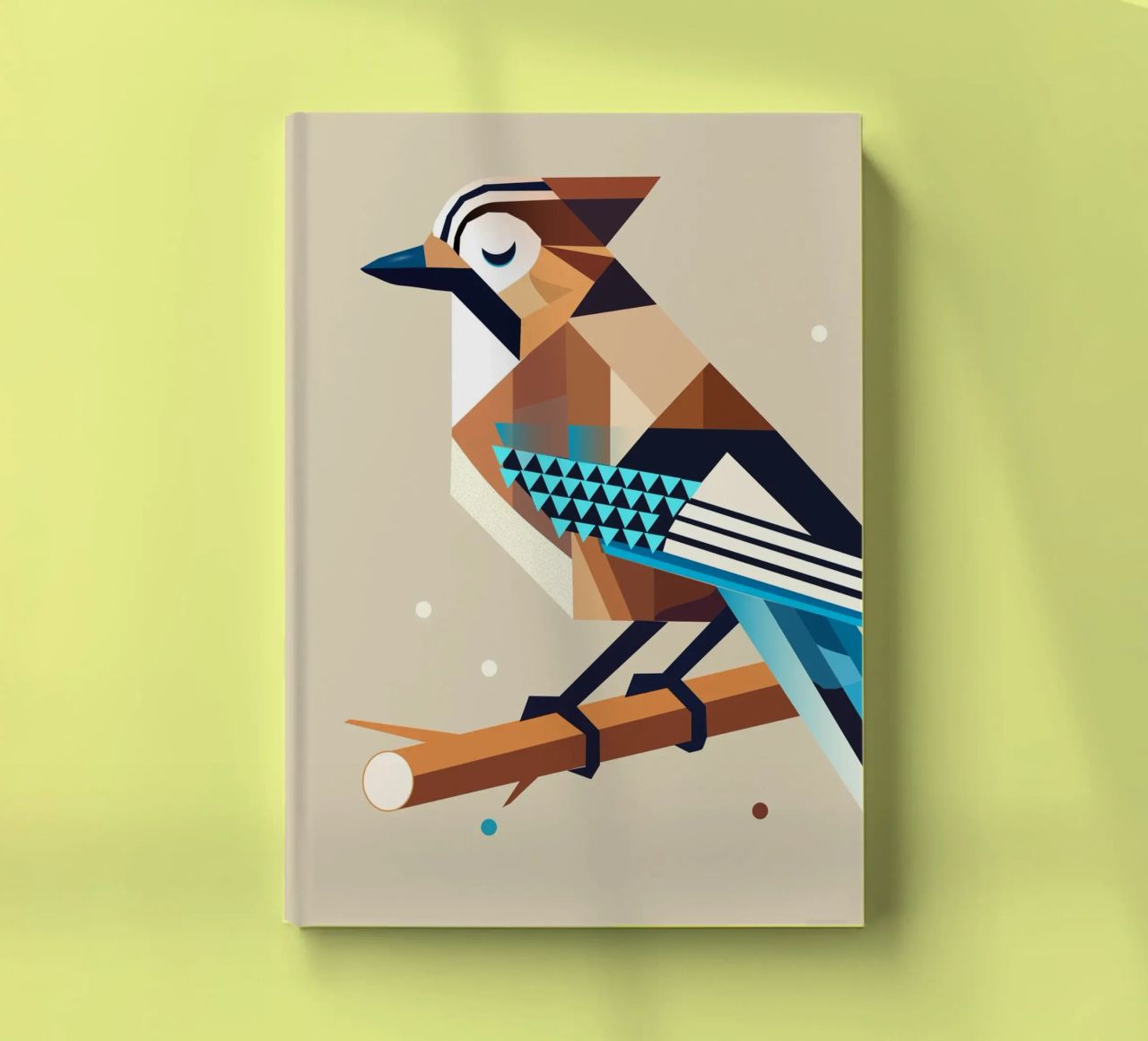 Jay on a branch - stylised spring motif notebook by namosh