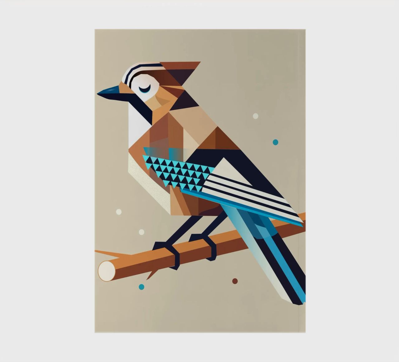 Jay on a branch - stylised spring motif notebook by namosh