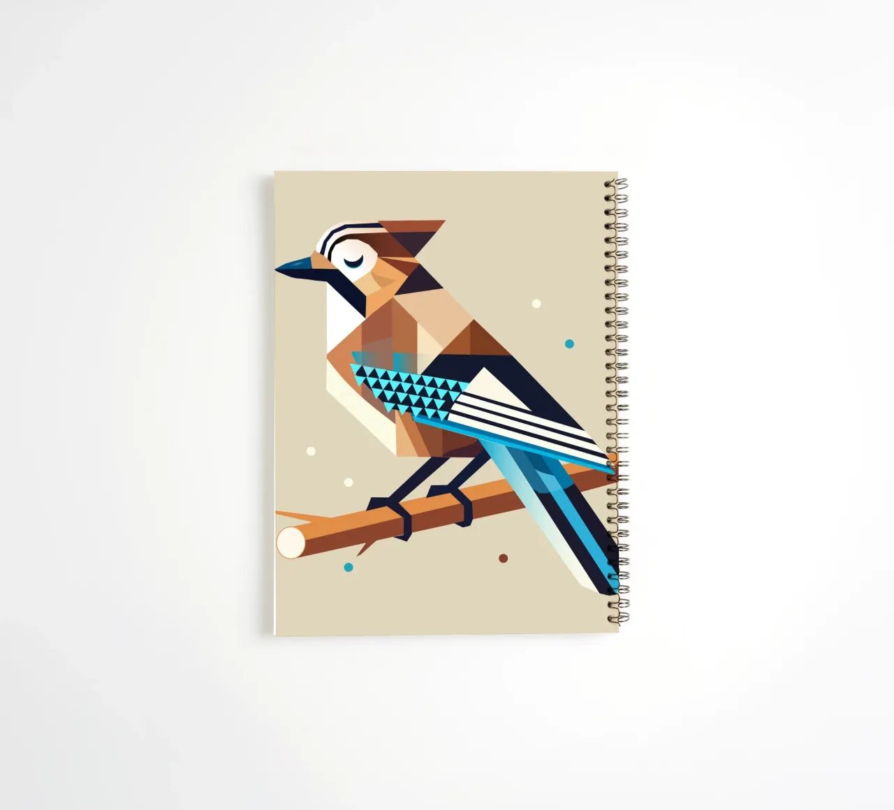 Jay on a branch - stylised spring motif spiral notebook by namosh
