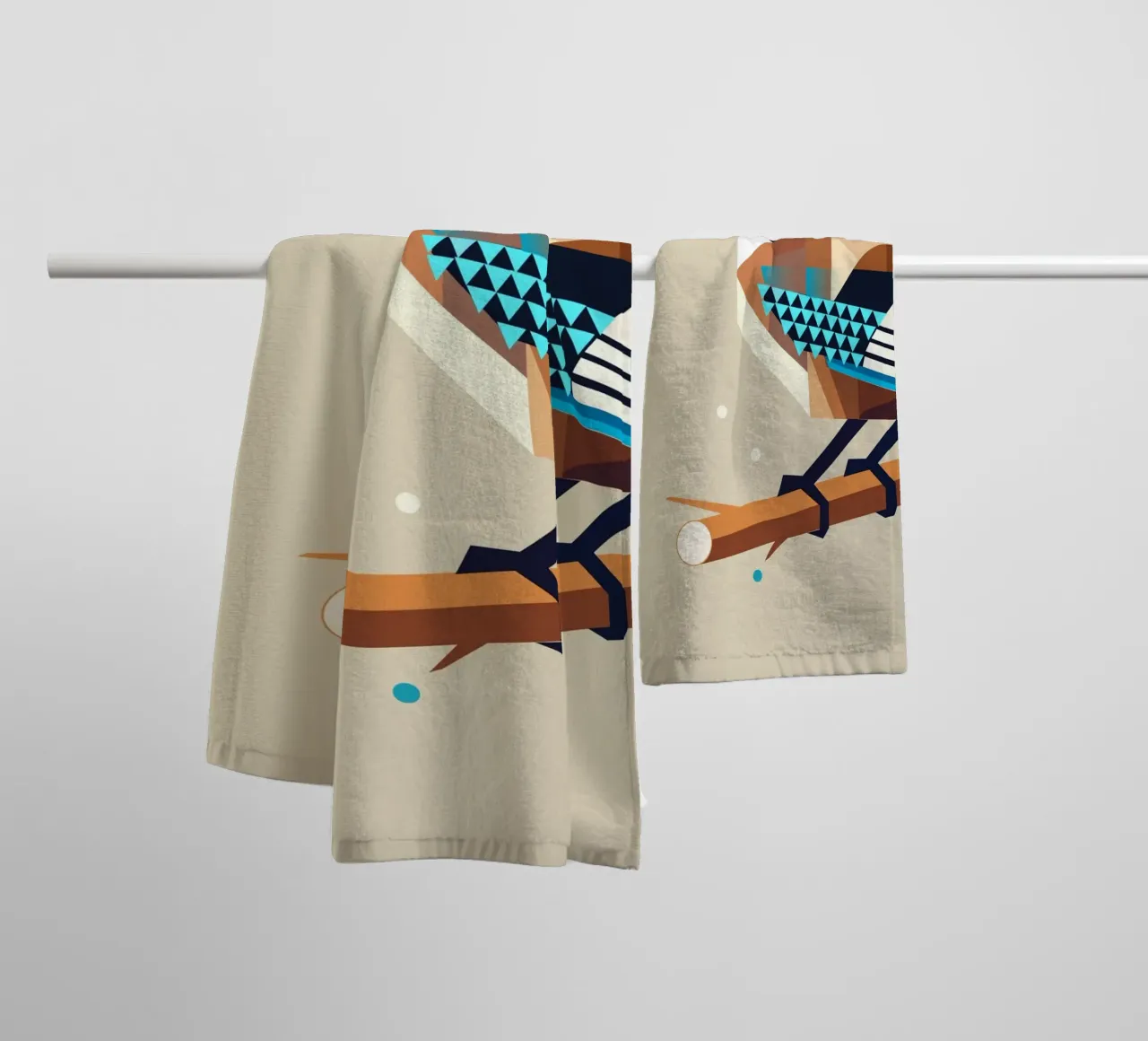 Jay on a branch - stylised spring motif towel by namosh