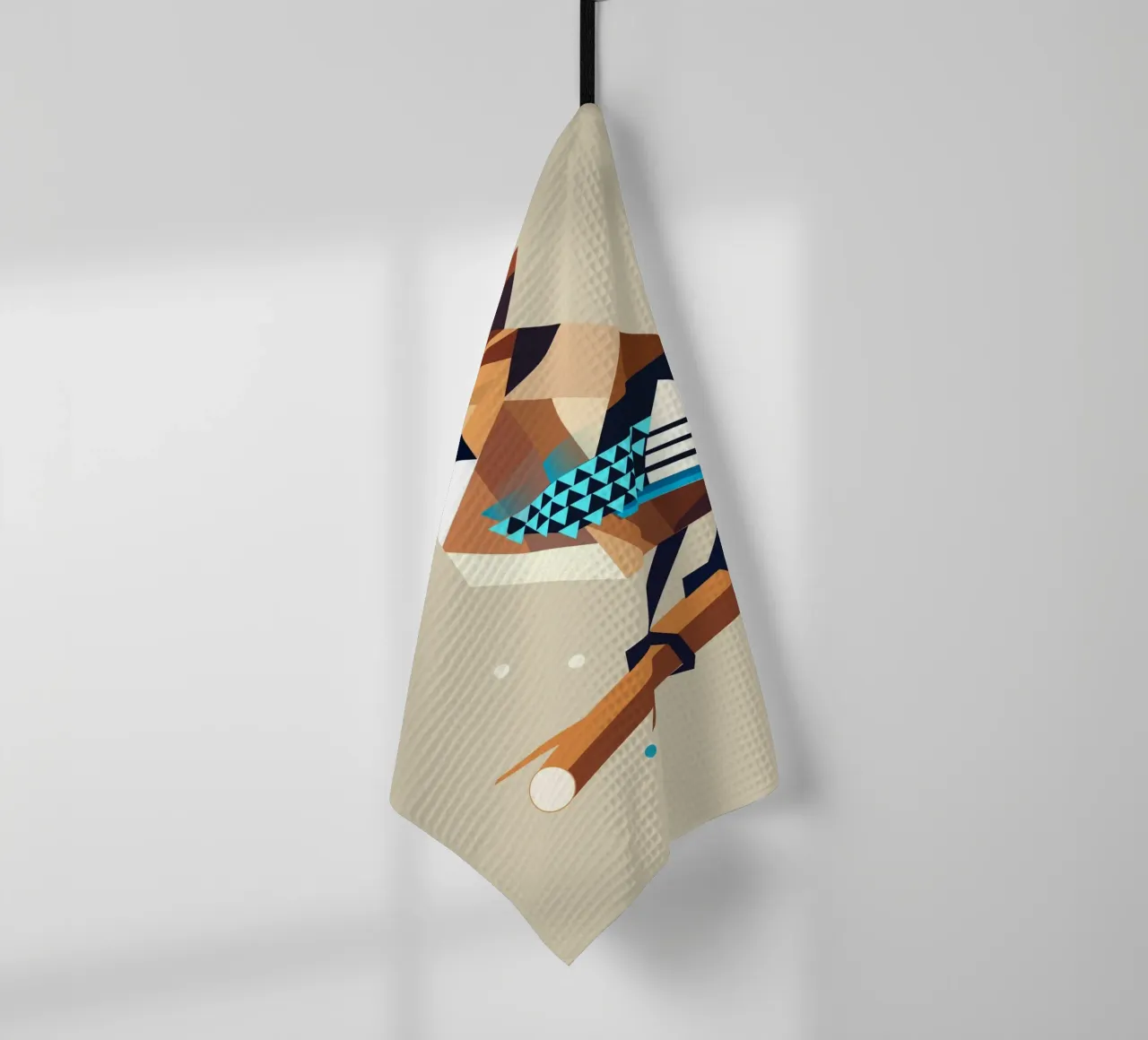 Jay on a branch - stylised spring motif tea towel by namosh