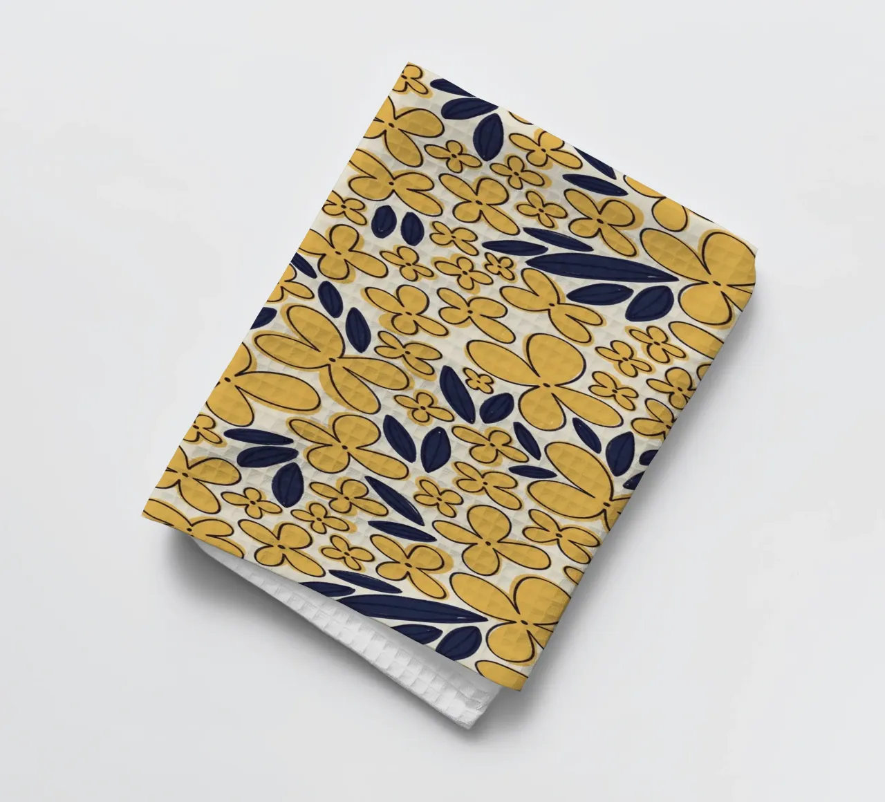 Motif de fleur à quatre feuilles / Jaune et bleu torchon de Alisa Galitsyna