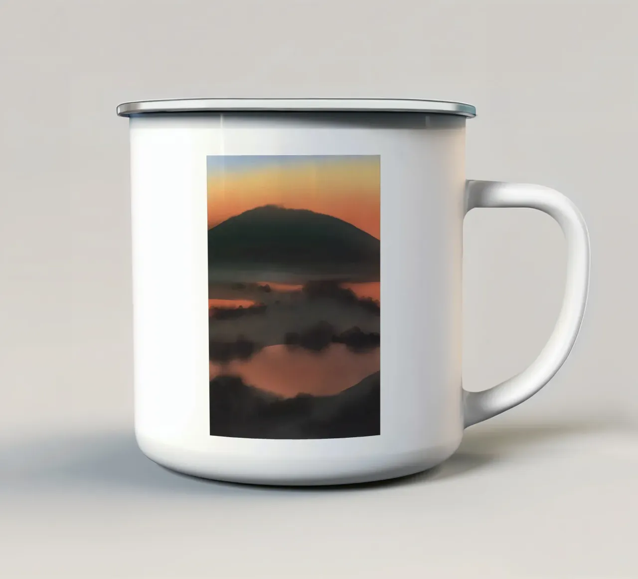 Reizen zonsondergang emaille mok van Little Dean