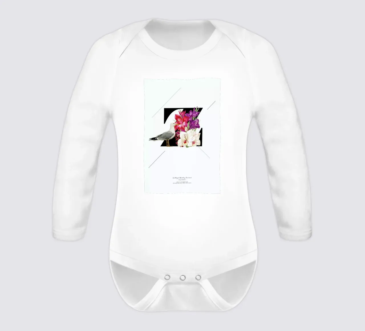 Botanical Alphabet - Z long-sleeve baby romper by Froilein Juno