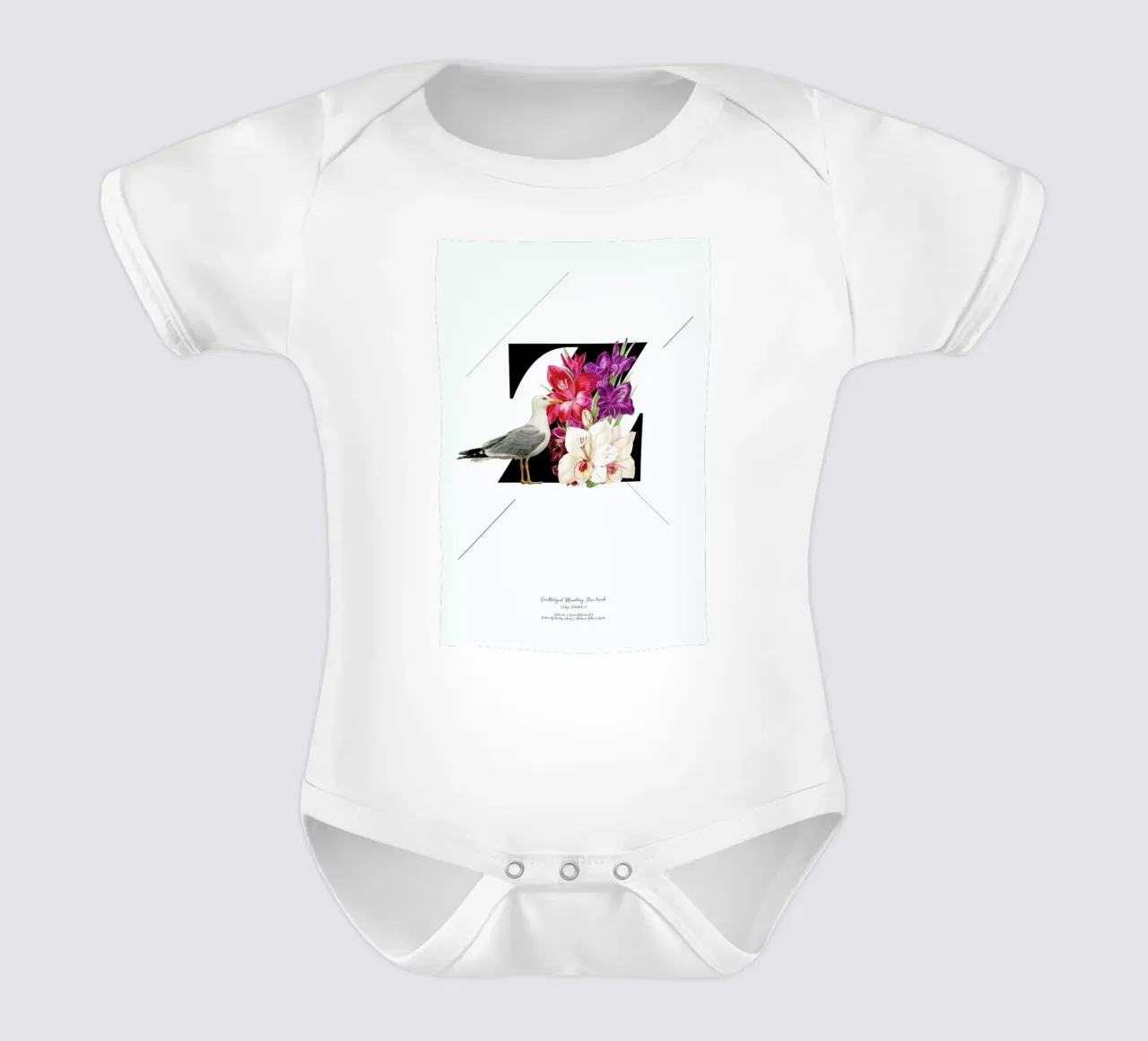 Botanical Alphabet - Z short-sleeve baby romper by Froilein Juno