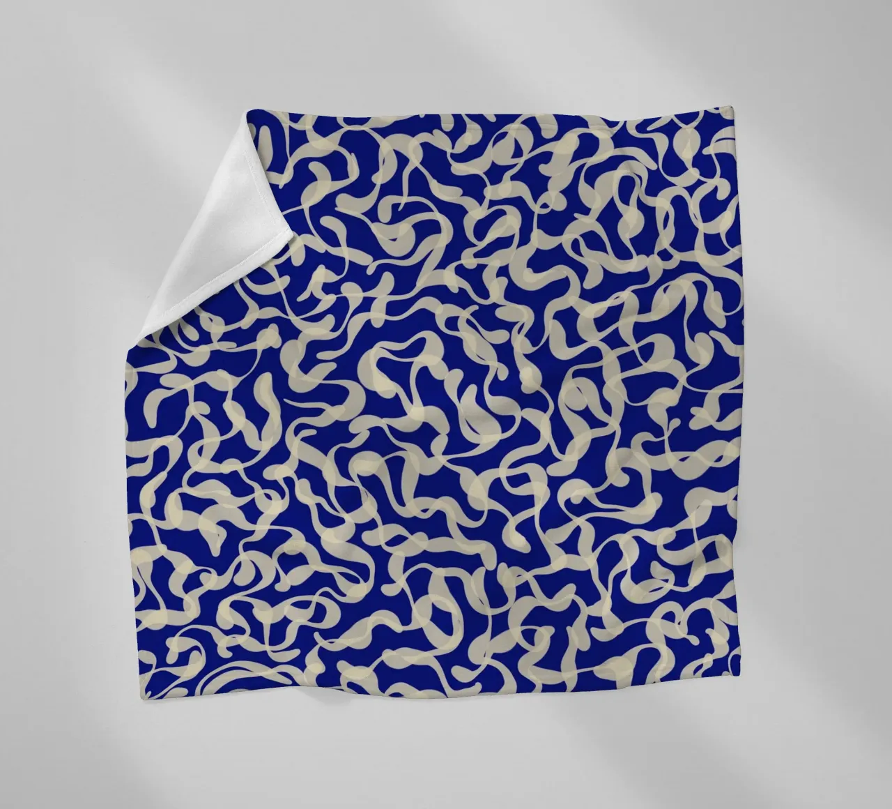 Playful strokes #1 / Beige on Blue fleece blanket by Alisa Galitsyna