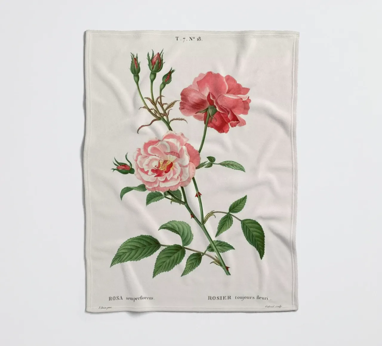Rosier - Toujours Fleuri fleece blanket by Astër