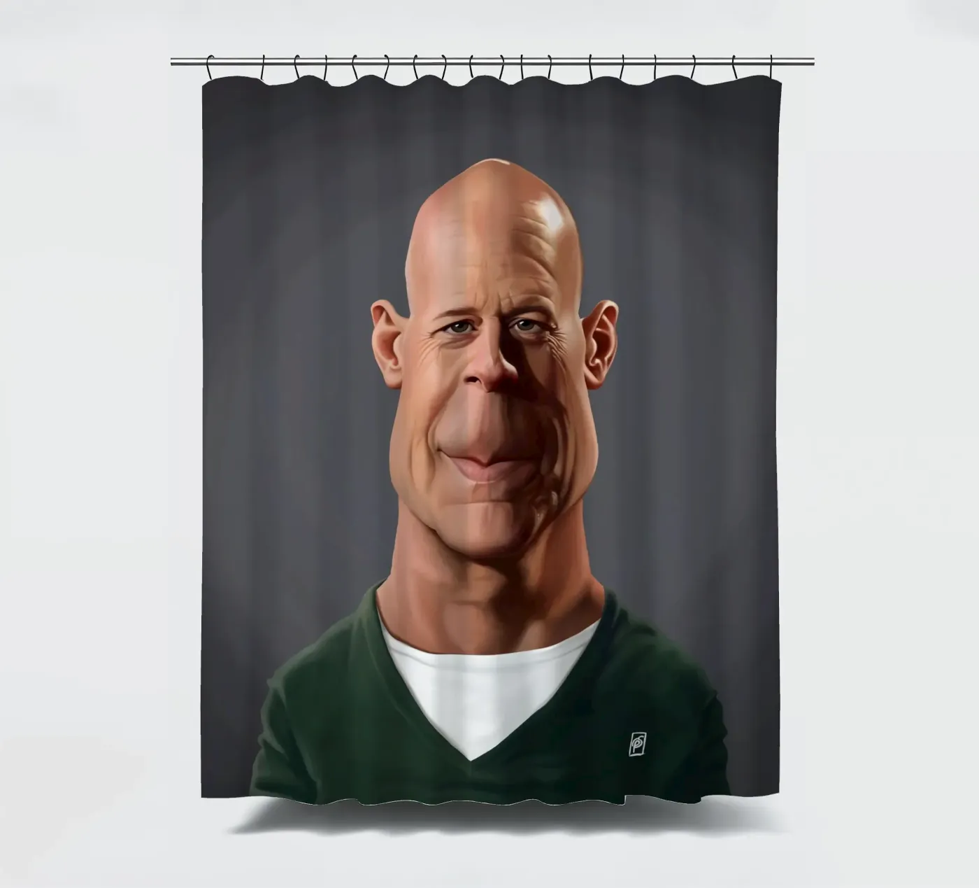 Bruce Willis douchegordijn van Rob Art | Illustration